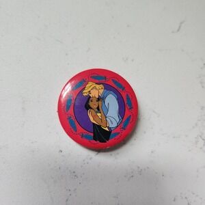 Vintage Collectible Disney Pocahontas John Smith Pin Back Button 1.75 in